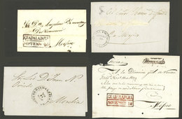 MEXICO: Front And 3 Entire Letters Dated Between 1834 And 1851, All With Different Marks Of GUADALAJARA, Very Nice Group - Messico