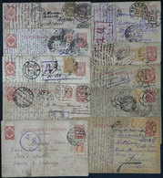 RUSSIA: 10 Uprated Postal Cards Sent To Brazil Between 1915 And 1917, Interesting Postal And Censor Marks (some With Bra - Other & Unclassified