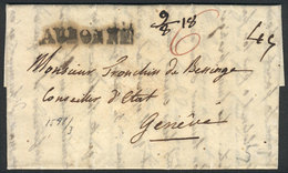 SWITZERLAND: Complete Folded Letter Sent From AUBONNE To Geneva On 9/AUG/1817, Excellent Quality! - Other & Unclassified