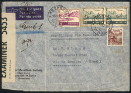 SWITZERLAND: Airmail Cover Sent From Kronbühl To Rio De Janeiro On 8/JUL/1942 Franked With 1.80Fr., Censored, VF Quality - Other & Unclassified