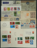 SWITZERLAND: Interesting Group Of 13 Items, Including Used Covers, Fist Day Postmarks, Flights, Special Postmarks, Etc., - Autres & Non Classés