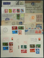 SWITZERLAND: Interesting Group Of 13 Items, Including Used Covers, Fist Day Postmarks, Flights, Special Postmarks, Etc., - Otros & Sin Clasificación