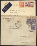 TUNISIA: 2 Covers Sent To France And Brazil, Nice Postages! - Tunisia