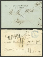 TURKEY: Folded Cover And Covers Sent From Constantinople To Steyr And Milano In 1847 And 1862, With Straightline (black) - Autres & Non Classés