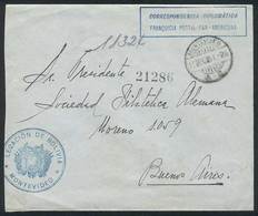 URUGUAY: Cover Sent By The Embassy Of Bolivia In Montevideo To Argentina On 20/SE/1926, Stampless, With Blue Handstamp " - Uruguay