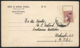 URUGUAY: Card Of The Museum Of Natural History Sent To USA On 26/DE/1927, Franked By Sc.O140 With Star-shapped Punch Hol - Uruguay