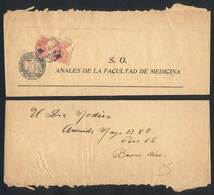 URUGUAY: Wrapper Of The School Of Medicine Sent To Buenos Aires, Franked By Pair Sc.O147 With A Clover Punch Hole Each,  - Uruguay