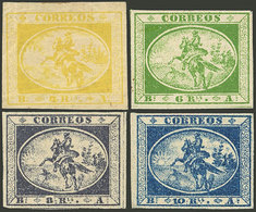 ARGENTINA: GJ.1/4, 1857 Cmpl. Set Of 4 Values, The 4R With Small Hinge Mark, The Rest MNH (+200%), Superb, With Alberto  - Buenos Aires (1858-1864)