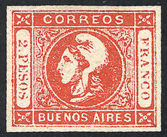 ARGENTINA: GJ.18, 2P. Red, Semi-clear Impression, Mint, Ample Margins, Excellent Quality! - Buenos Aires (1858-1864)