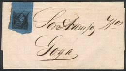 ARGENTINA: GJ.3, Blue, Franking An Entire Letter Sent From RESTAURACIÓN To Goya On 19/AU/1861, Excellent Quality. Entire - Corrientes (1856-1880)