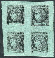ARGENTINA: GJ.5, Bluish Green, Block Of 4 Consisting Of Types 3-4-7-8, Mint Full Original Gum, MNH (+200%), Fresh, Impec - Corrientes (1856-1880)