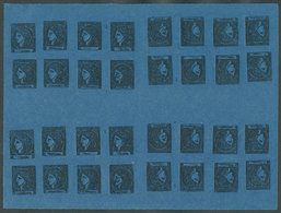 ARGENTINA: GJ.7, Dark Blue, COMPLETE SHEET Of 32 Stamps In 4 Groups With The 8 Types, Composition 2, Disposition III. It - Corrientes (1856-1880)