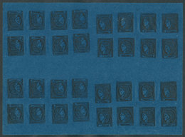 ARGENTINA: GJ.7, Dark Blue, COMPLETE SHEET Of 32 Examples In 4 Groups With The 8 Types, Composition 2, Disposition IV. I - Corrientes (1856-1880)