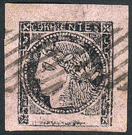 ARGENTINA: GJ.8A, Rose-lilac (very Black Ink), With Double Mute "9 Bars" Cancel Of Corrientes, VF Quality!" - Corrientes (1856-1880)