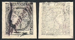 ARGENTINA: GJ.18, Revenue Stamp Printed In Black On White Paper, With Signature Of MIRANDA, And "offset Impression On Ba - Corrientes (1856-1880)