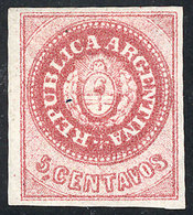 ARGENTINA: GJ.10B, 5c. Without Accent, CARMINISH ROSE Color, Mint, Excellent Quality! - Used Stamps