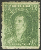 ARGENTINA: GJ.23, 10c. Worn Impression, Thick Paper, Printed With A Worn Plate And Therefore With Light Areas, Excellent - Usados