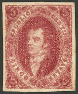 ARGENTINA: GJ.E23, 1866 Proof Of 5th Printing, Dark Carmine, "quadrille" Paper (ribbed In Both Directions), Excellent Qu - Nuovi