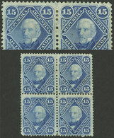 ARGENTINA: GJ.40 + 41, 1867/73 San Martín 15c. Light Blue With Groundwork Of CROSSED Lines In An Intermediate State Betw - Nuevos