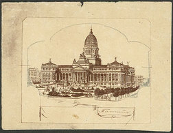 ARGENTINA: GJ.307, 12c. National Congress, ESSAY With Corrections By The Artist In Pencil, Unadopted Design, Excellent Q - Nuovi