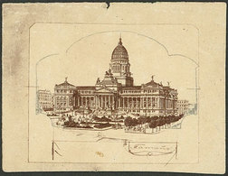 ARGENTINA: GJ.307, 12c. National Congress, ESSAY With Corrections By The Artist In Pencil, Unadopted Design, Excellent Q - Nuevos