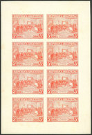 ARGENTINA: GJ.403, 1916 5c. Centenary Of Independence, PROOF In The Issued Color, Imperforate Mini-sheet Of 8, Printed O - Nuovi