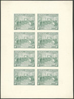 ARGENTINA: GJ.404, 1916 5c. Centenary Of Independence, PROOF In The Issued Color, Imperforate Mini-sheet Of 8, Printed O - Neufs