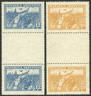 ARGENTINA: GJ.683EH + 684EH, Gutter Pairs, Mint With Tiny And Almost Invisible Hinge Marks, Superb! - Unused Stamps