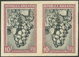 ARGENTINA: GJ.815P, 10P. Grapes Without Wmk, IMPERFORATE PAIR, MNH (+30%), VF Quality! - Unused Stamps