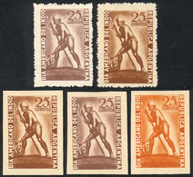 ARGENTINA: GJ.956, 1948 Indian Day, TRIAL COLOR PROOFS Printed On Opaque Paper, Imperforate (3 Different Colors) And Per - Unused Stamps