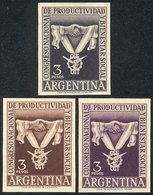 ARGENTINA: GJ.1058, 1955 National Conference On Productivity And Social Welfare, PROOFS On Ordinary Paper, In The 3 Know - Unused Stamps