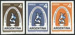 ARGENTINA: GJ.1265, 1963 Congress Of Neurosurgery, 3 Imperforate TRIAL COLOR PROOFS, Printed On Paper With Gum And Water - Nuovi