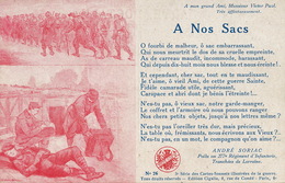 Poesie André Soriac Pseudo Bucquet Autographe Mort à Nijmegen Dédié à Victor Paul  A Nos Sacs Guerre 14 - Ecrivains