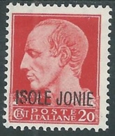 1941 ISOLE JONIE EFFIGIE 20 CENT MH * - RA20-6 - Ionian Islands