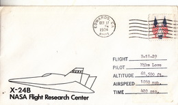 1974 USA  NASA Flight Research Center X-24B Flight  Commemorative Cover - Amérique Du Nord