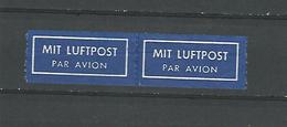 ÉTIQUETTES SE TENANT DEUX COTÉE DENT MIT LUFTPOST PAR AVION - R- & V- Labels