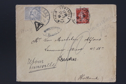 France Cover Luneville-> Breda Paybas 15 Ct Postage Due, Refusée, Returned , With Oval AFGESCHREVEN (amorti) Sage 10 Ct - 1877-1920: Période Semi Moderne