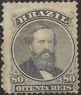 BRAZIL 1866 Emperor Dom Pedro II - 80r - Purple MH SOME PAPER ATTACHED - Ungebraucht