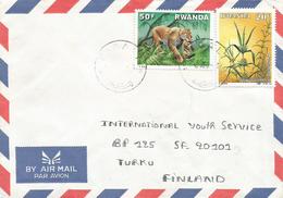 Rwanda 1992 Kigali Leopard Cat Medicinal Plant Hygrophila Auriculata Cover - Used Stamps