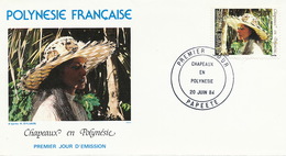 First Day Cover Tahiti Papeete 1984  Chapeaux  Polynesiens  Jeune Fille Vahiné - Polynésie Française