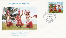 First Day Cover Tahiti Papeete 1981 Folklore Polynesien  Danseurs Vahiné - Polynésie Française