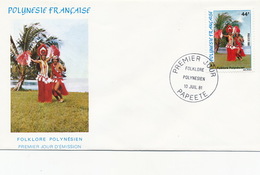 First Day Cover Tahiti Papeete 1981 Folklore Polynesien  Danseurs Vahiné - Frans-Polynesië