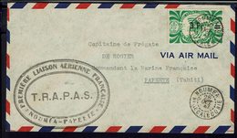 Océanie - Nelle Calédonie - 1947- Première Liaison Aérienne Française Nouméa-Papeete T.R.A.P.A.S. Enveloppe Pour Papeete - Cartas & Documentos