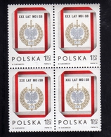 POLONIA POLAND POLSKA 1974 LAT MO ANNIVERSARY 1.50s BLOCK QUARTINA BLOC MNH - Libretti