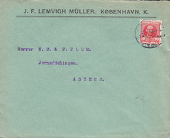Denmark J. F. LEMVIGH MÜLLER, KJØBENHAVN K. 1911 Cover Brief Brotype Ia ASSENS (Arr.) 10 Øre Fr. VIII. Stamp - Cartas & Documentos