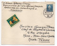 Danemark-1947--Lettre De COPENHAGUE  Pour  METZ (France )--timbre--cachet-- Vignette "JULEN 1936" (ange) - Cartas & Documentos