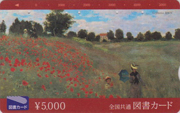 Carte Prépayée JAPON - PEINTURE FRANCE - MONET - Femme & Enfant & Coquelicot Fleur - POPPY Flower PAINTING JAPAN Card - Peinture