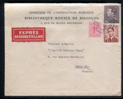 Belgique - Enveloppe Du Ministère De L'Instruction Publique En Exprès De Bruxelles Pour La France En 1958 - Réf AT 178 - Storia Postale