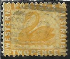 WESTERN AUSTRALIA OCCIDENTALE 1902 1905 PERF. 11 1/2 SWAN CIGNO TWO PENCE 2p USATO USED OBLITERE' - Usados