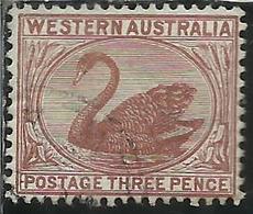 WESTERN AUSTRALIA OCCIDENTALE 1872 SWAN CIGNO THREE PENCE 3p USATO USED OBLITERE' - Usados